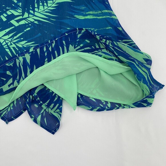 Design Lab Lord & Taylor Womens Blue Leaf Print Cropped Blouse Top Size XS - Picture 2 of 6